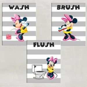 Minnie Mouse Wash Brush Flush Bathroom Wall Art Pr